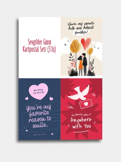 Sevgililer Günü Serisi Kartpostal Seti – Always Together | 3’lü