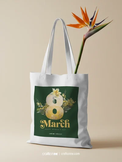 Happy Women's Day Tote Bag | Baskılı Kanvas Çanta