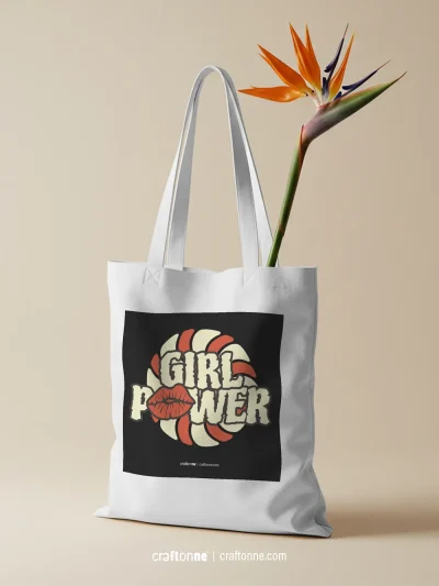 Girl Power - Retro Tote Bag | Baskılı Kanvas Çanta