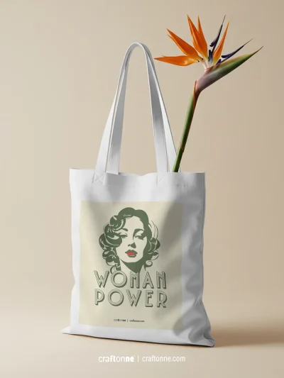 Woman Power Tote Bag | Baskılı Kanvas Çanta