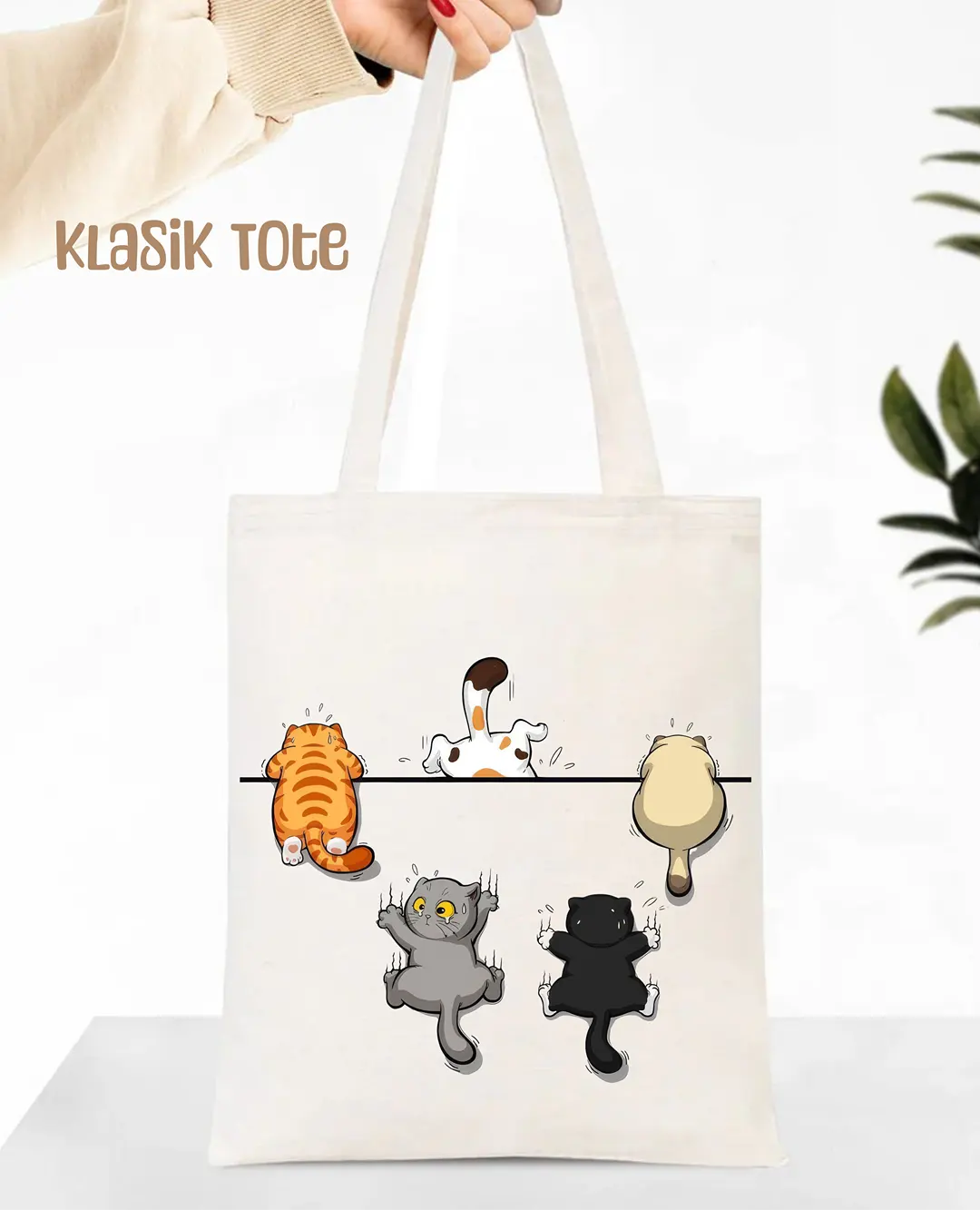 Climbing Cats Tote Bag | Baskılı Kanvas Çanta - Görsel 2