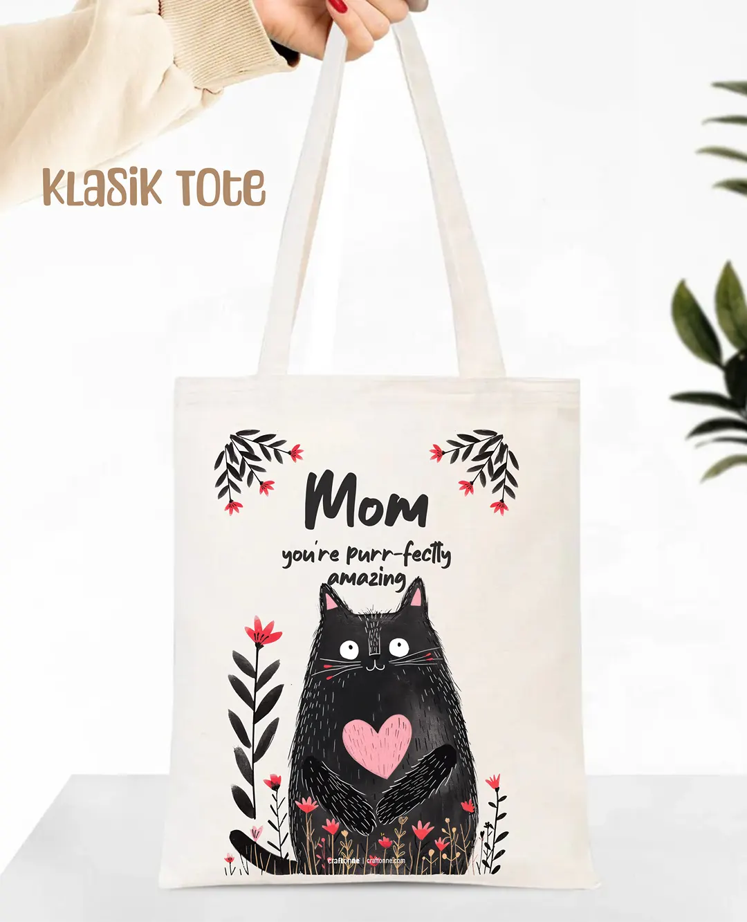 Mom Cat Tote Bag | Baskılı Kanvas Çanta - Görsel 2