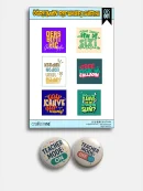 Öğretmen Modu Sticker ve Rozet Seti | 1 A5 Sticker Seti + 2 Adet 44 mm Rozet