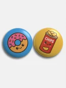 Abur Cubur Rozet Seti | Donut ve Cips - 2’li 44 mm