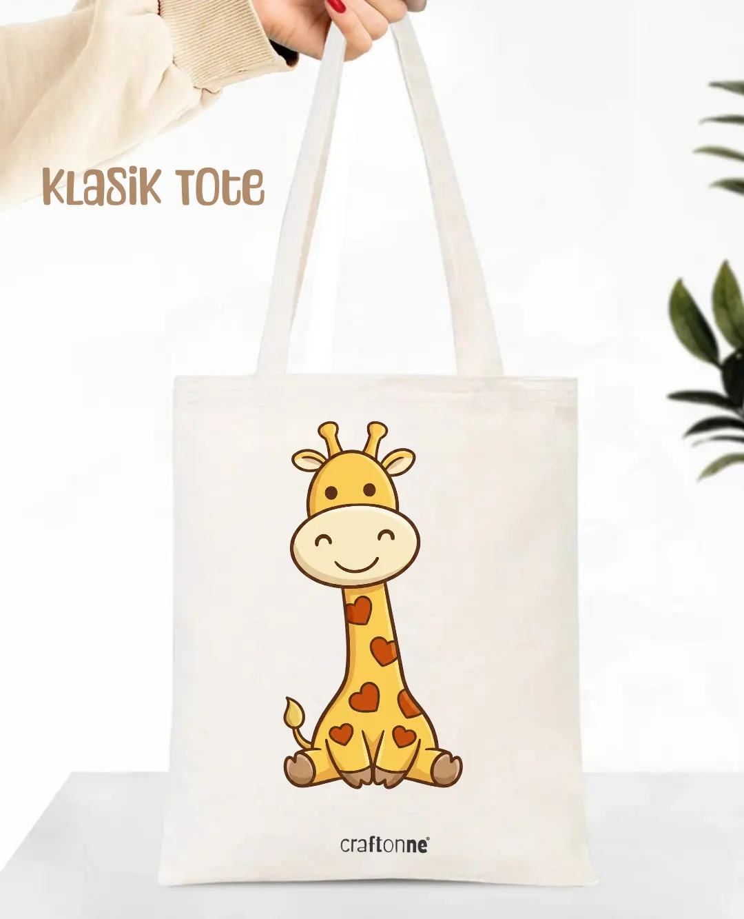 Happy Giraffe Tote Bag | Baskılı Kanvas Çanta - Görsel 2