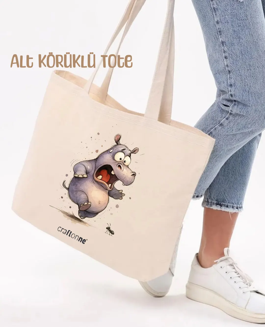 Karıncadan Korkan Hipo Tote Bag | Baskılı Kanvas Çanta - Görsel 4