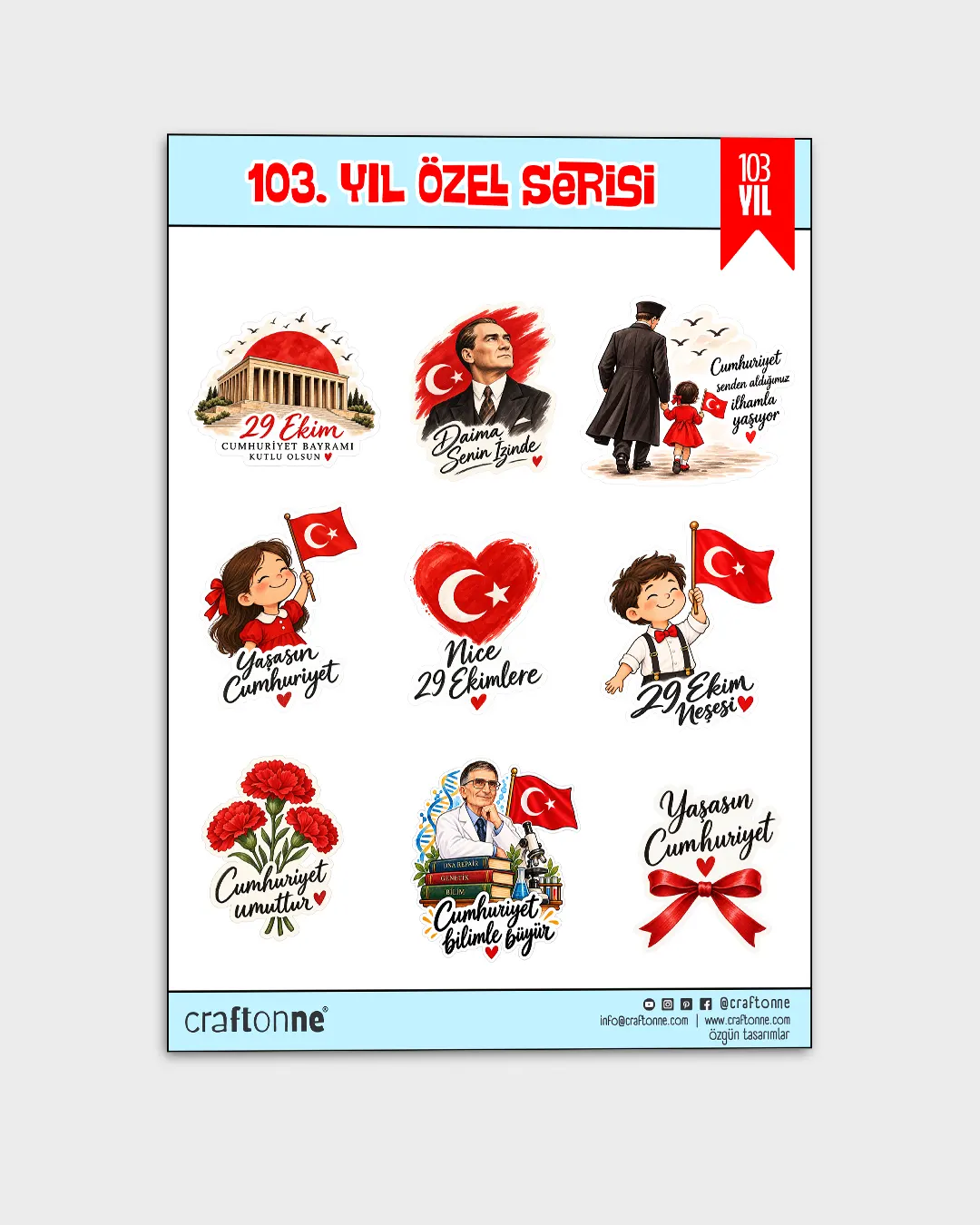 29 Ekim 103. Yıl Özel Sticker Seti | 2 A5 Sticker Seti - Görsel 3