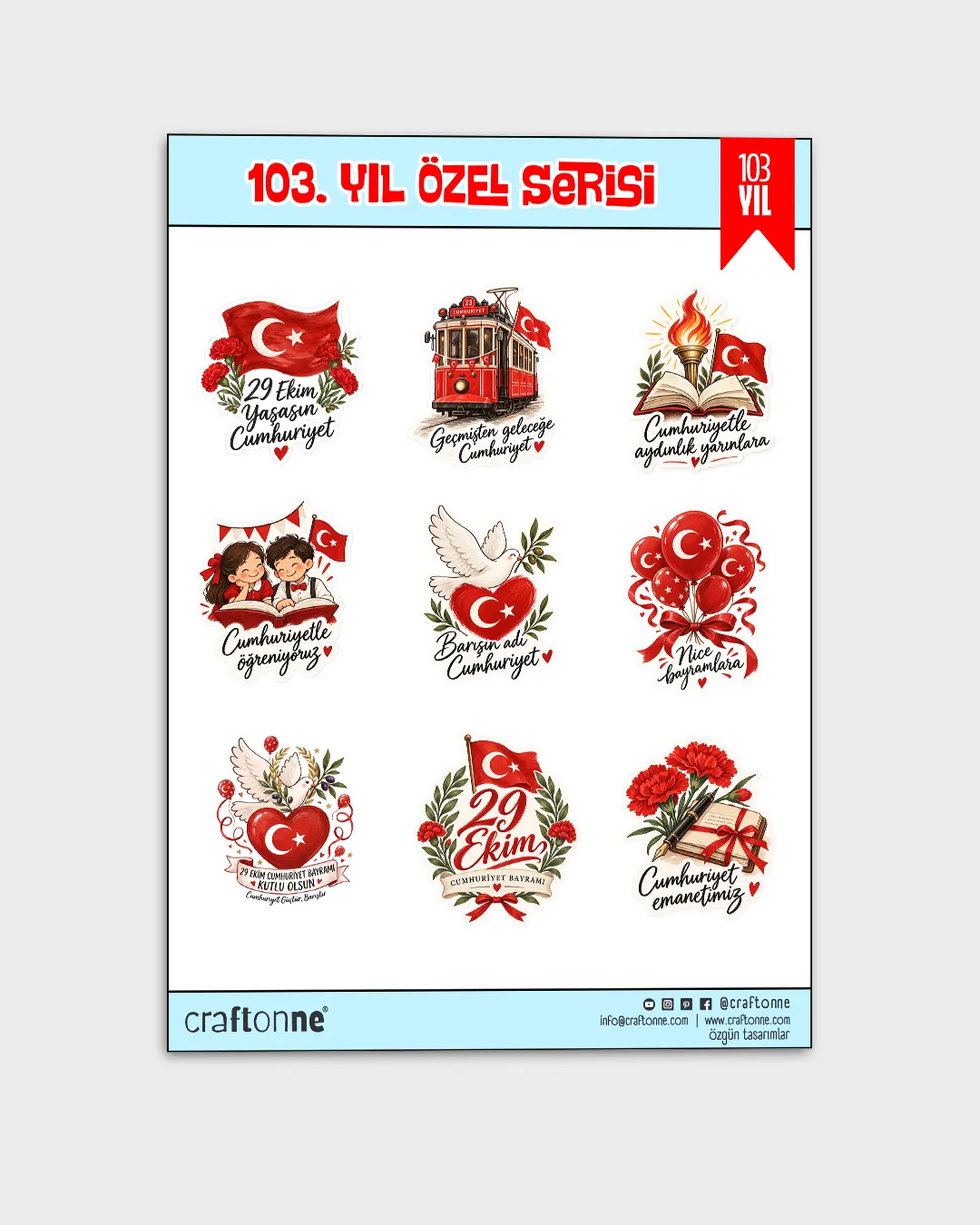 29 Ekim 103. Yıl Özel Sticker Seti | 2 A5 Sticker Seti - Görsel 2