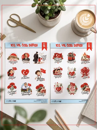 29 Ekim 103. Yıl Özel Sticker Seti | 2 A5 Sticker Seti