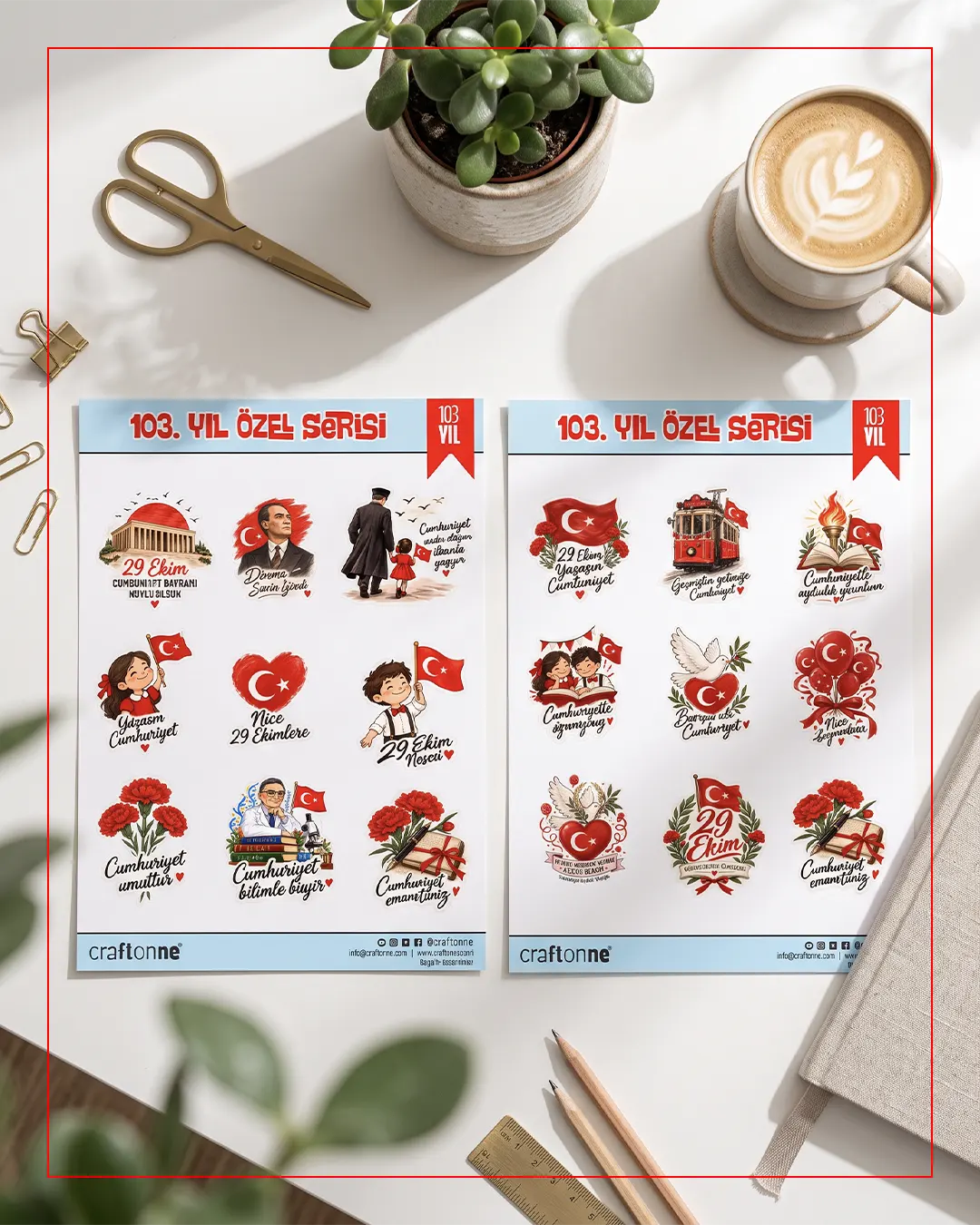29 Ekim 103. Yıl Özel Sticker Seti | 2 A5 Sticker Seti