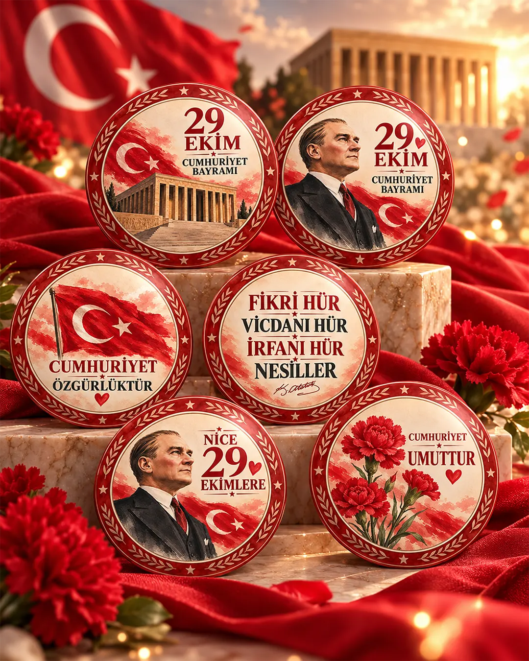 29 Ekim Cumhuriyet Bayramı Rozet Seti | 6’lı Özel Seri